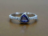 1ct Trillion Cut Purple Amethyst Solitaire with Accent Ring 14k WhiteGold Finish