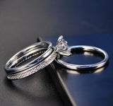 1.2ct Round Cut Diamond Engagement Ring 14k White Gold Finish Solitaire Trio Set