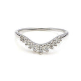 0.2ct Round Cut Diamond Wedding Band 14k WhiteGold Finish Stackable Curved Crown