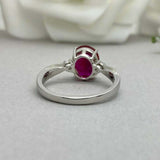 2.4ct Engagement Ring Oval Cut Ruby Diamond Accent Trilogy 14k White Gold Finish