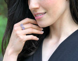 2.6ct Engagement Ring Round Cut Purple Amethyst Floral Design 14k WhiteGold Over