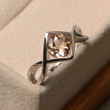 1ct Engagement Ring Round Cut Morganite Infinity Solitaire 14k White Gold Finish