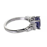 2.7ct Round Cut Purple Amethyst Engagement Ring Trilogy 14k White Gold Finish
