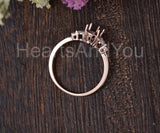 0.5ct Pear Stone Ring Setting Marquise Simulated Semi Mount 14k Rose Gold Plated