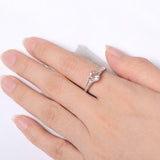 2.1ct Round Cut Peach Morganite Solitaire with Accent Ring 14k White Gold Finish