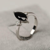 1.25ct Marquise Cut Black Diamond Engagement Ring Trilogy 14k White Gold Finish