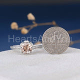 2ct Round Cut Simulated Morganite Floral Engagement Ring 14k Rose Gold Plated
