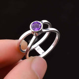 0.3ct Engagement Ring Round Cut Purple Amethyst Split Shank 14k WhiteGold Finish