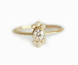 0.25ct Round Cut Diamond Engagement Ring 14k Yellow Gold Finish Flower Cluster