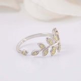 1.5ct Round Yellow Sapphire Engagement Ring Floral Leaf Vine 14k White Gold Over