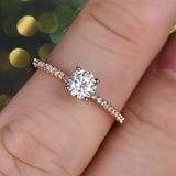 1.3ct Round Diamond Solitaire Engagement Ring with Accents 14k Rose Gold Finish