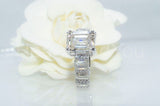 2.3ct Emerald Simulated Diamond Cocktail Engagement Ring 14k White Gold Plated