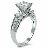 4ct Princess Cut Diamond Solitaire Ring 14K White Gold Finish with Accents