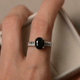 2ct Engagement Ring Oval Cut Black Diamond Accents Solitaire 14k White Gold Over