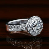 1.5ct Round Cut VVS1 Diamond Engagement Ring 14k WhiteGold Finish Halo Solitaire