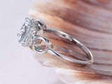 1.4ct Round Cut Blue Aquamarine Halo Engagement Ring 14k White Gold Finish