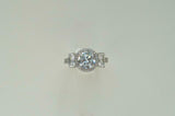 Halo Trilogy Engagement Ring 1.7ct Round Cut VVS1D Diamond 14k White Gold Finish