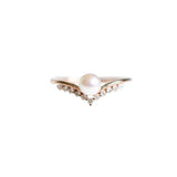 0.4ct Round Cut Simulated Diamond Pearl Minimalist Ring 14k Yellow Gold Plated