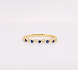 0.5ct Round Cut Simulated Blue Sapphire Wave Wedding Band 14k Yellow Gold Plated