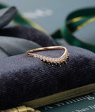 Stackable Curved Crown Wedding Band 1.4ct Round Black Diamond 14k Rose Gold Over