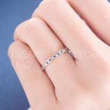 0.3ct Round Cut Simulated Blue Sapphire Half Eternity Band 14k White Gold Plated