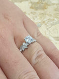 2ct Round Cut Diamond Floral Leaf Solitaire with Accent Ring 14k White Gold Over