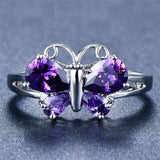 2ct Pear Cut Purple Amethyst Engagement Ring 14k WhiteGold Over Butterfly Design