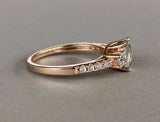 2ct Oval Cut Blue Aquamarine Three Stone Engagement Ring 14k Rose Gold Finish