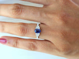 3ct Oval Cut Blue Sapphire Milgrain Step Accent Vintage Ring 14k White Gold Over