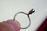 0.55ct Engagement Ring Round Cut Green Emerald Crown Petite 14k WhiteGold Finish