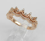 3ct Round Cut Diamond Princess Queen Crown Engagement Ring 14k Rose Gold Finish