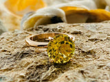 2.2ct Engagement Ring Round Cut Yellow Citrine Solitaire 14k Yellow Gold Finish