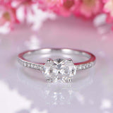 1.5ct Oval Cut Diamond Engagement Ring East West Solitaire 14k White Gold Finish