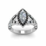2ct Marquise Diamond Black Vintage Engagement Ring 14k White Gold Finish New