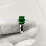 2ct Engagement Ring Green Emerald Cut Two Stone Solitaire 14k White Gold Finish