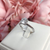 0.55ct Round Cut Moissanite Solitaire Engagement Ring 14k White Gold Plated