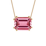 2ct Emerald Simulated Sapphire Solitaire Pendant Chain 14k Yellow Gold Plated