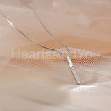 0.2ct Round Cut Moissanite Vertical Bar Pendant 14k White Gold Plated NO CHAIN
