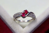 2.25ct Engagement Ring Round Cut Pink Ruby Swirl Twist 14k White Gold Finish