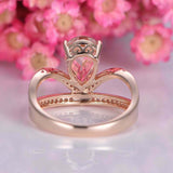 2ct Pear Cut Peach Morganite Engagement Ring Split Band Crown 14k Rose Gold Over
