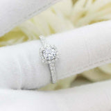 1.5ct Round Cut VVS1D Diamond Engagement Ring Halo Solitaire 14k White Gold Over