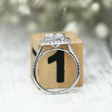 3Ct Asscher Cut DVVS1 Diamond Double Halo Engagement Ring 14K White Gold Finish