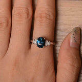 2.3ct Engagement Ring Oval Cut London Blue Topaz Art Deco 14k White Gold Finish