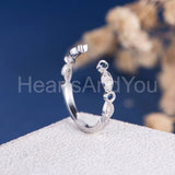 0.5ct Round Cut Simulated Sapphire Open Cuff Wedding Band 14k White Gold Plated