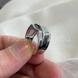 2.3ct Round Cut Moissanite Stylish Signet Men's Ring 14K White Gold Plated