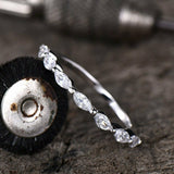 0.48ct Marquise Cut Diamond Stackable Petite Minimal Band 14k White Gold Finish