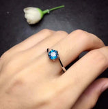 0.4ct Engagement Ring Round Cut London Blue Topaz Solitaire 14k White Gold Over