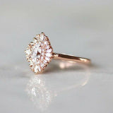 1.5ct Oval Cut VVS1 D Diamond Floral Engagement Ring 14k Rose Gold Finish