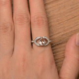 2ct Engagement Ring Oval Cut Peach Morganite Hollow Leaf Halo 14k WhiteGold Over