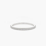 0.1ct Round Cut Moissanite Minimalist Women Wedding Band 14k White Gold Plated